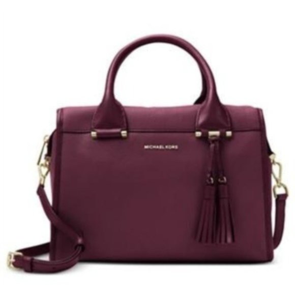 Michael Kors Geneva Large Leather Plum Satchel - Picture 1 of 8
